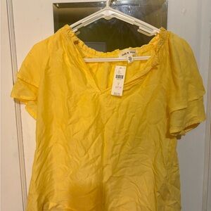 cloth & stone Bright Yellow Flutter Sleeve Peasant Top